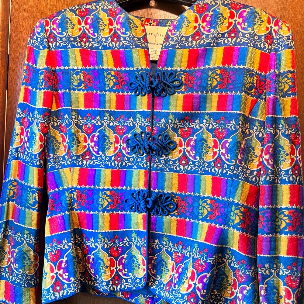 Beautiful, colorful silk blazer. Adrianna Papell. Size 12.
